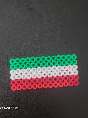 Handmade Italian Flag Perler Bead Art - Small